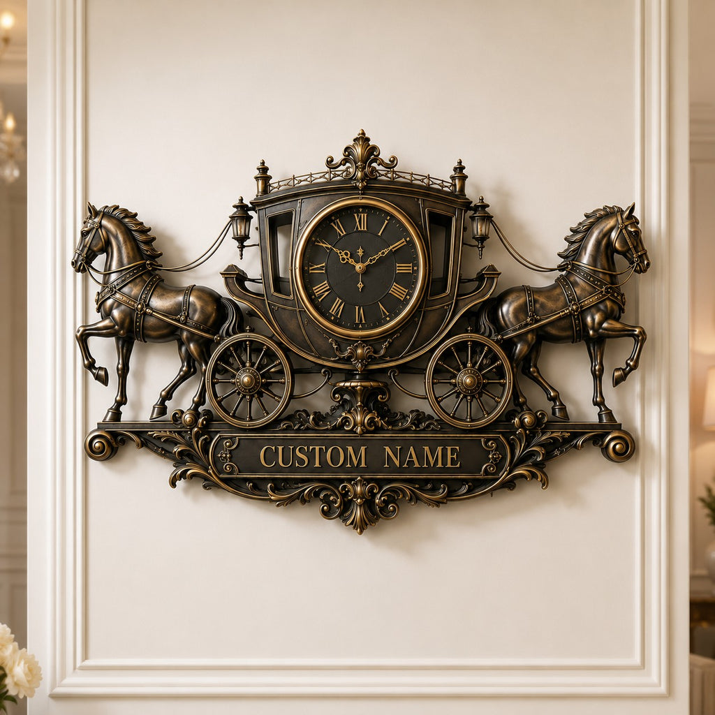 Royal carriage Custom Name Wall Clock — personalized with a custom name