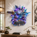 Blue crystal katana Custom Name Wall Clock — personalized with a custom name
