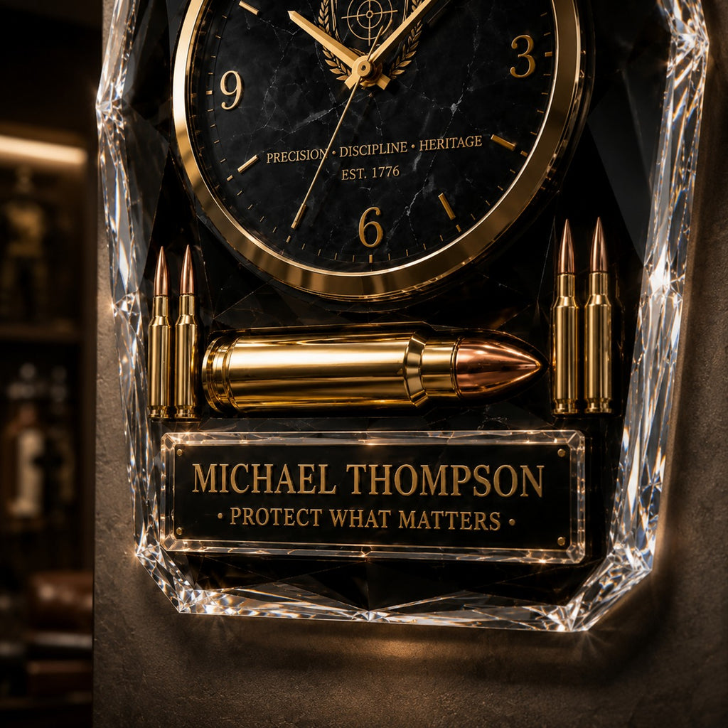 Personalized Tactical Luxury Custom Name Wall Clock — personalized with a custom name