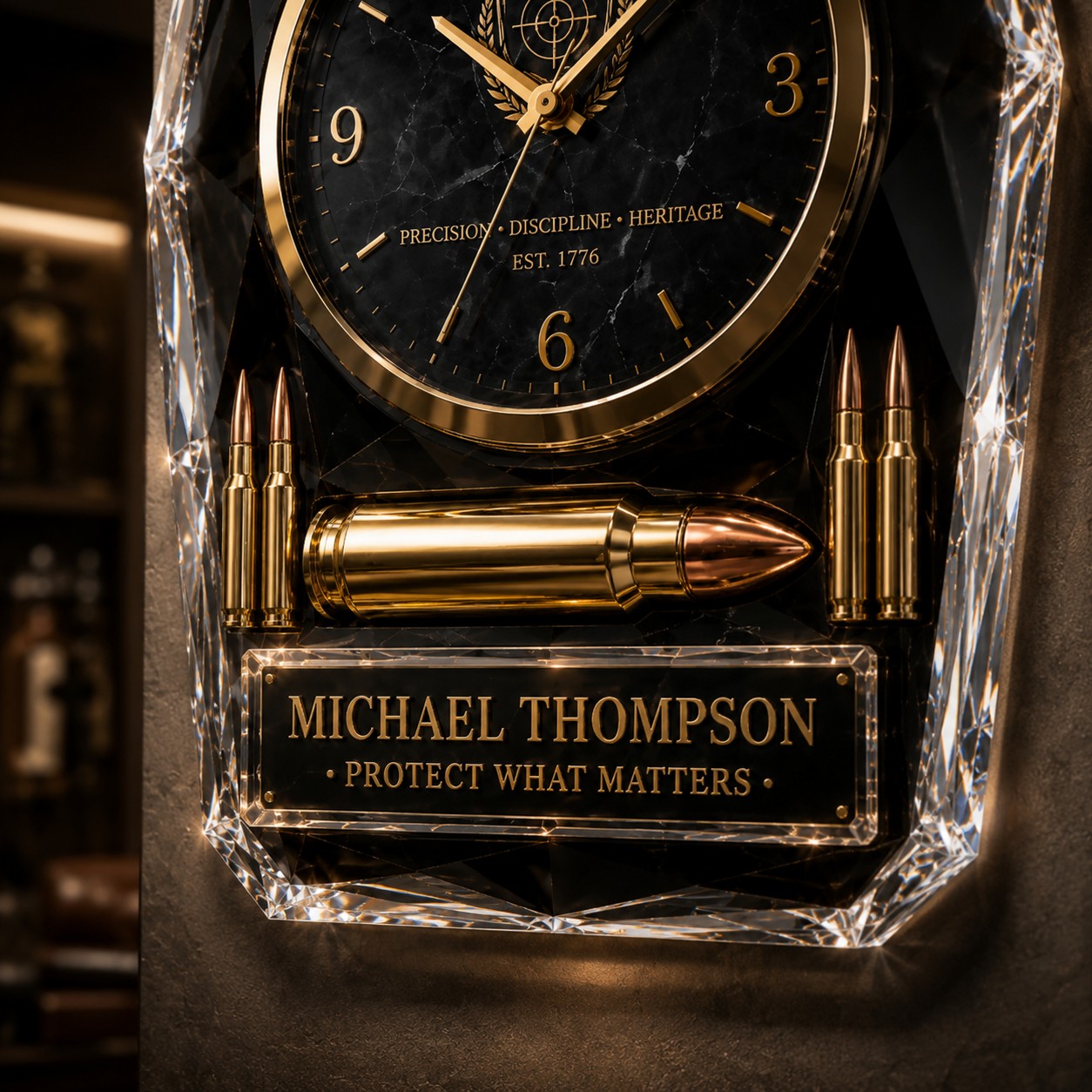 Personalized Tactical Luxury Custom Name Wall Clock — personalized with a custom name