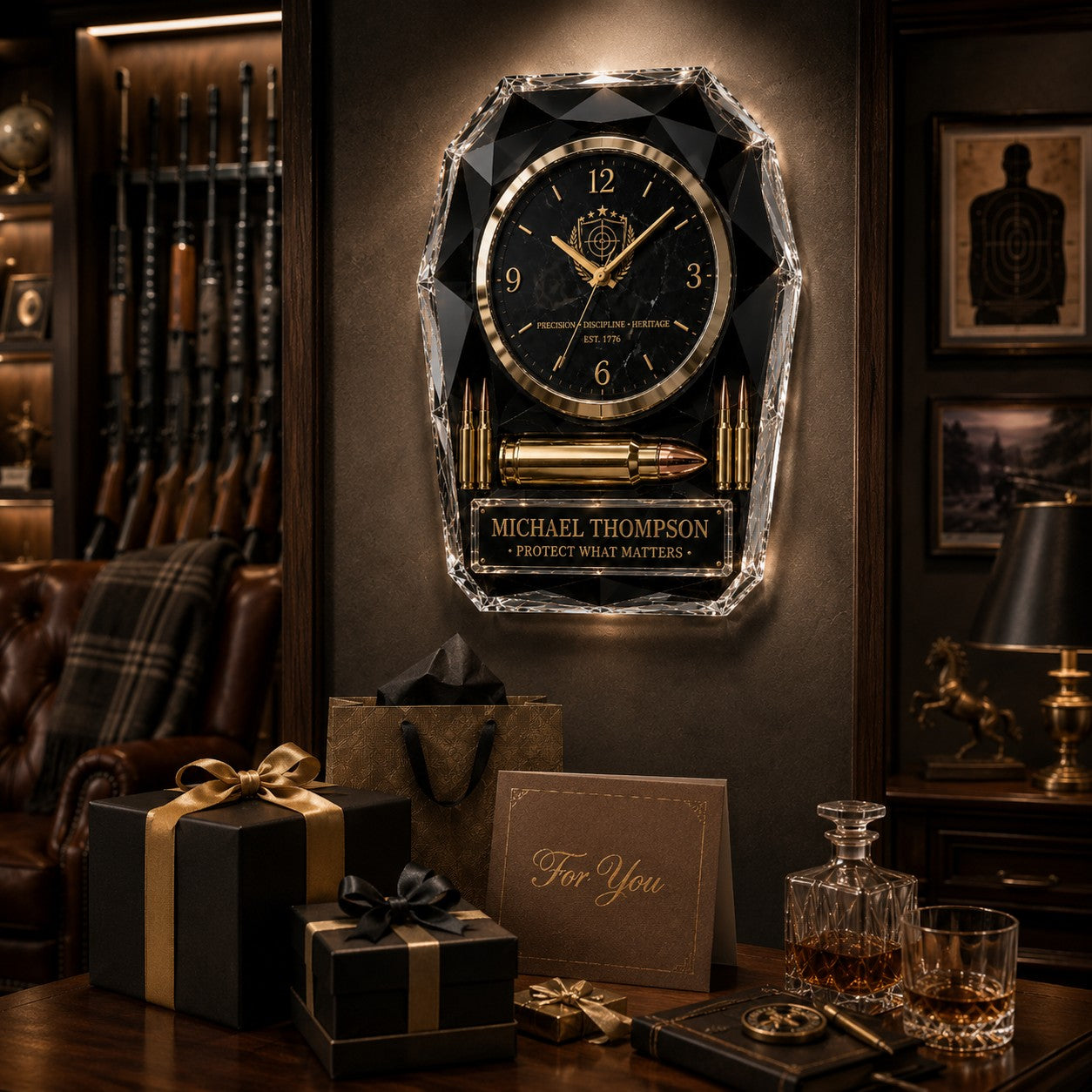 Personalized Tactical Luxury Custom Name Wall Clock — personalized with a custom name