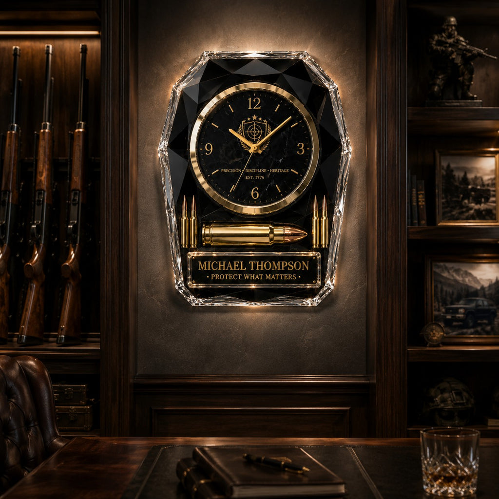Personalized Tactical Luxury Custom Name Wall Clock — personalized with a custom name
