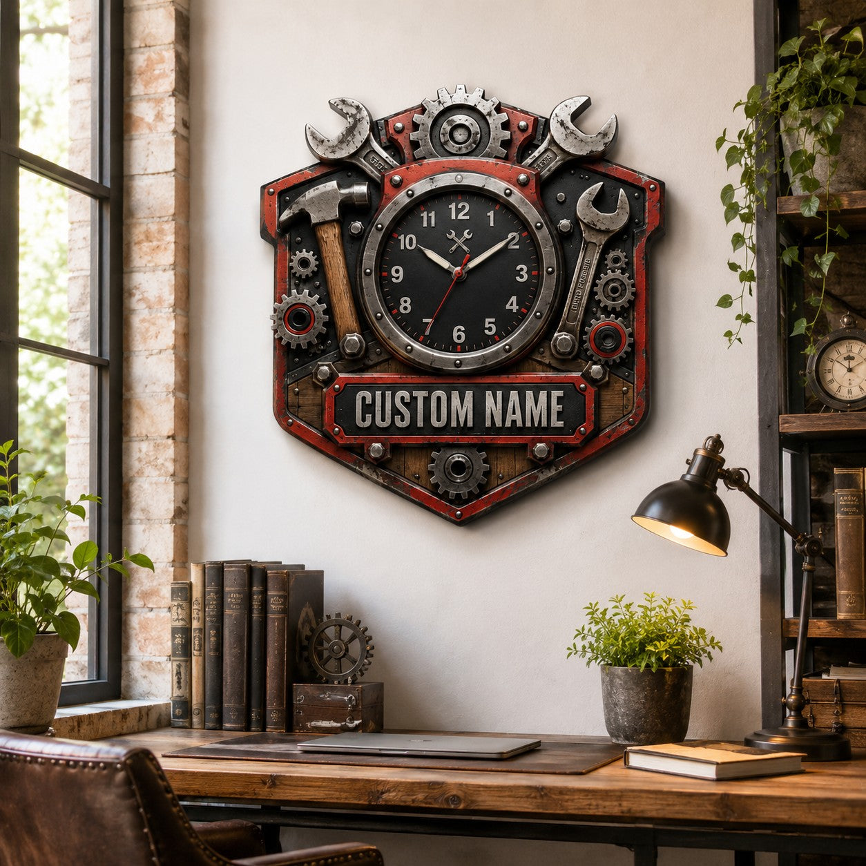 Mechanic Custom Name Wall Clock — personalized with a custom name