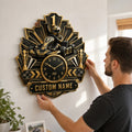 Youth kart racers Custom Name Wall Clock — personalized with a custom name