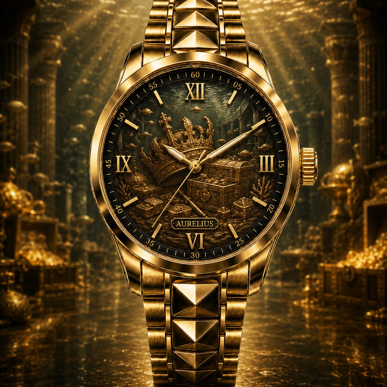 Custom Sunken Royal Treasury Watch — personalized with a custom name