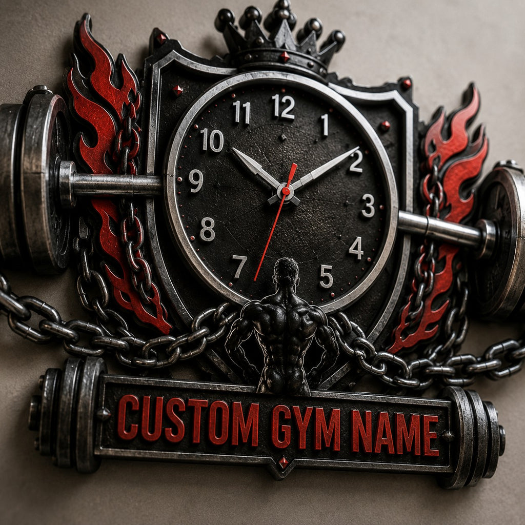 Gym Custom Name Wall Clock — personalized with a custom name