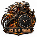 Football flame Custom Name Wall Clock — personalized with a custom name