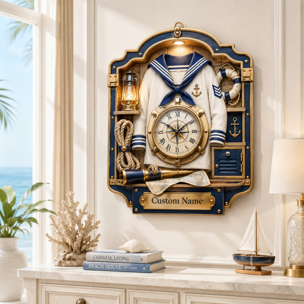 Personalized Sailor Uniform Wall Clock — personalized with a custom name