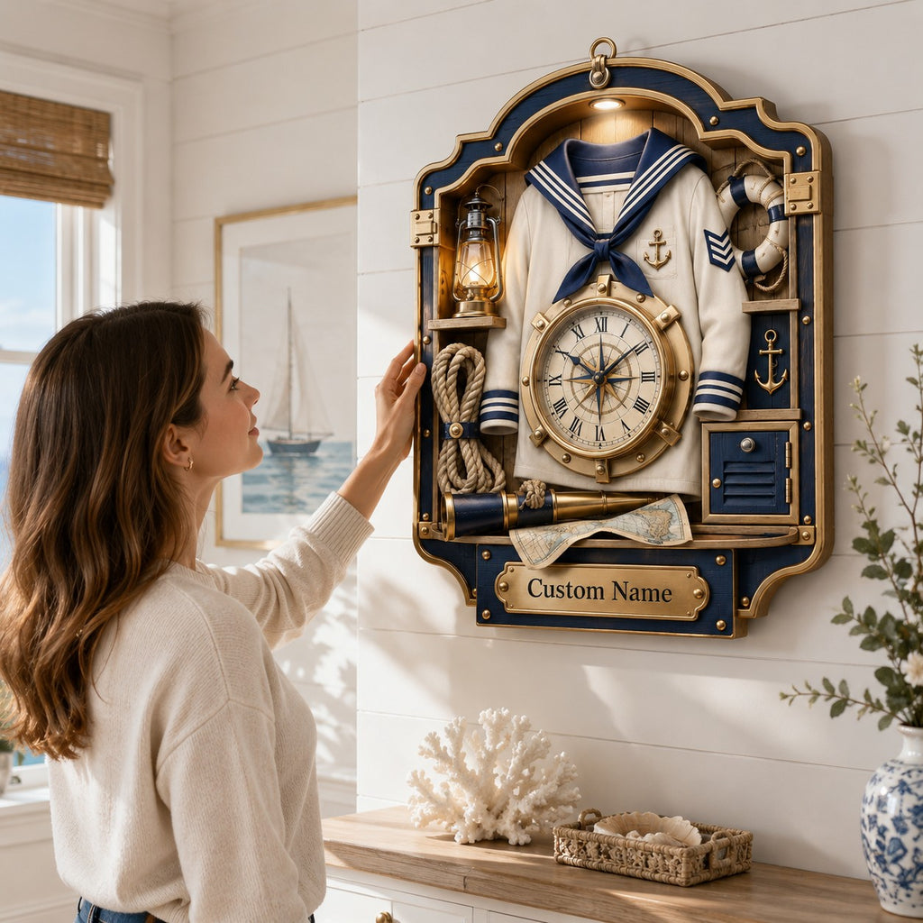 Personalized Sailor Uniform Wall Clock — personalized with a custom name