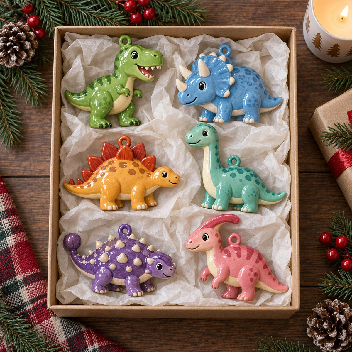 Adorable Dinosaur Ornament Gift Set