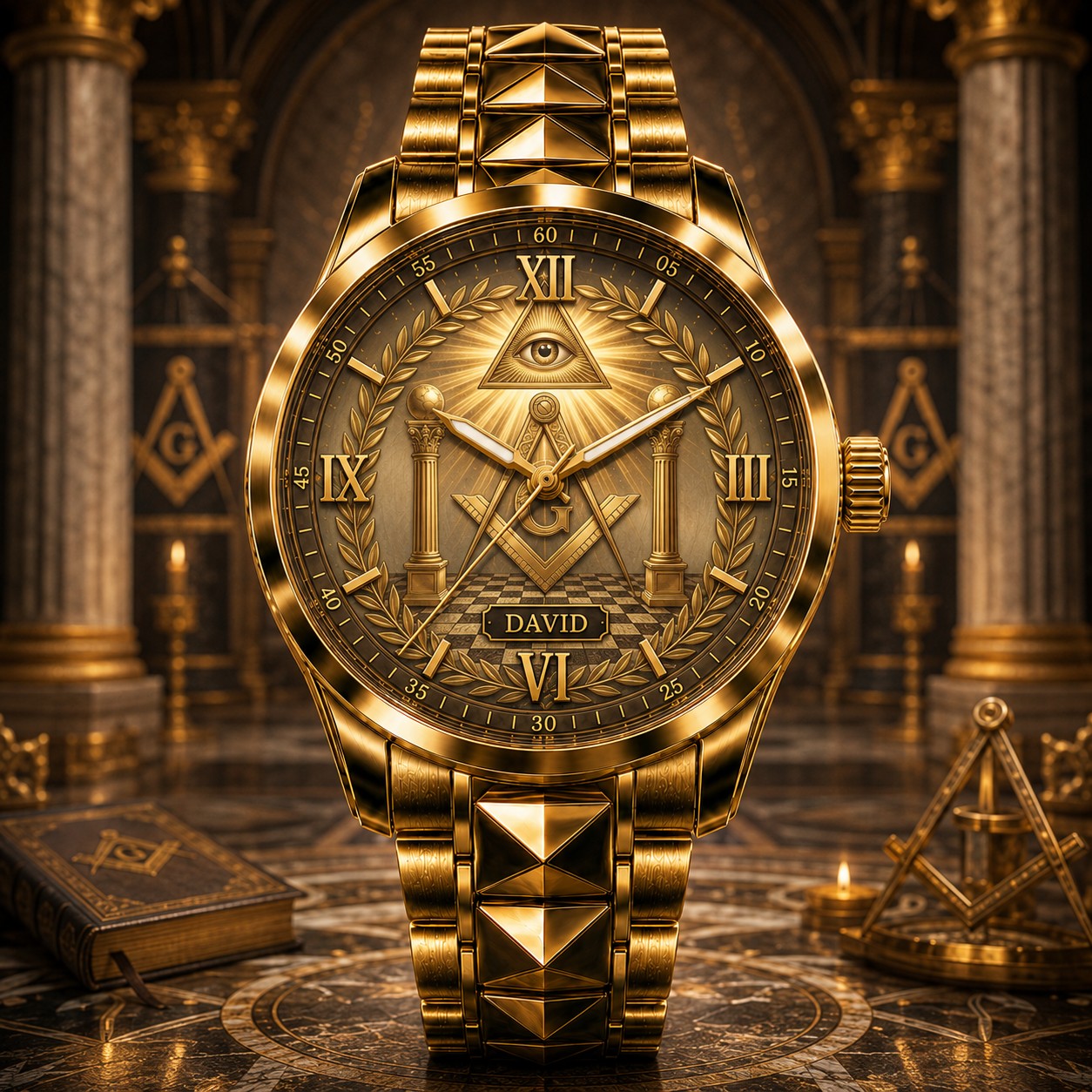 Custom Freemason Symbolic Watch — personalized with a custom name