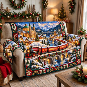 Alpine Christmas Express Sofa Cover - Made to Order