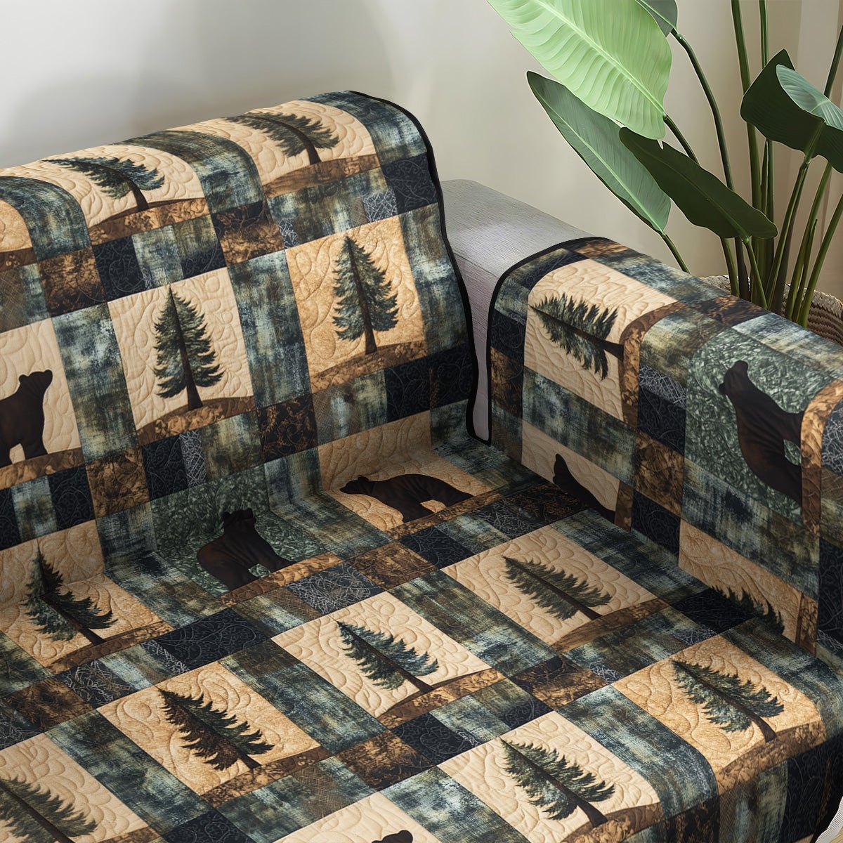 Pine Tree Patchwork Blocks Sofa Cover