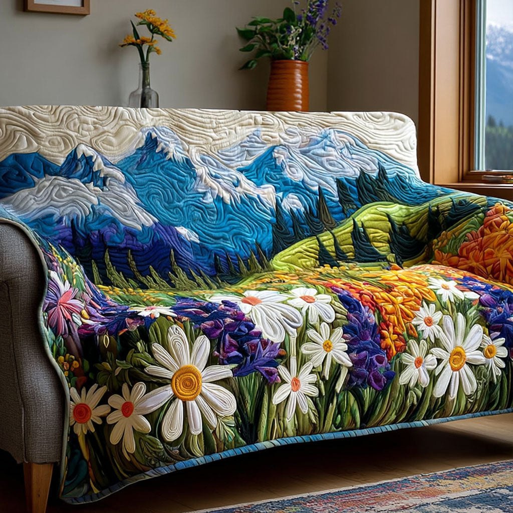 Alpine Peaks and Wildflowers Sofa Cover