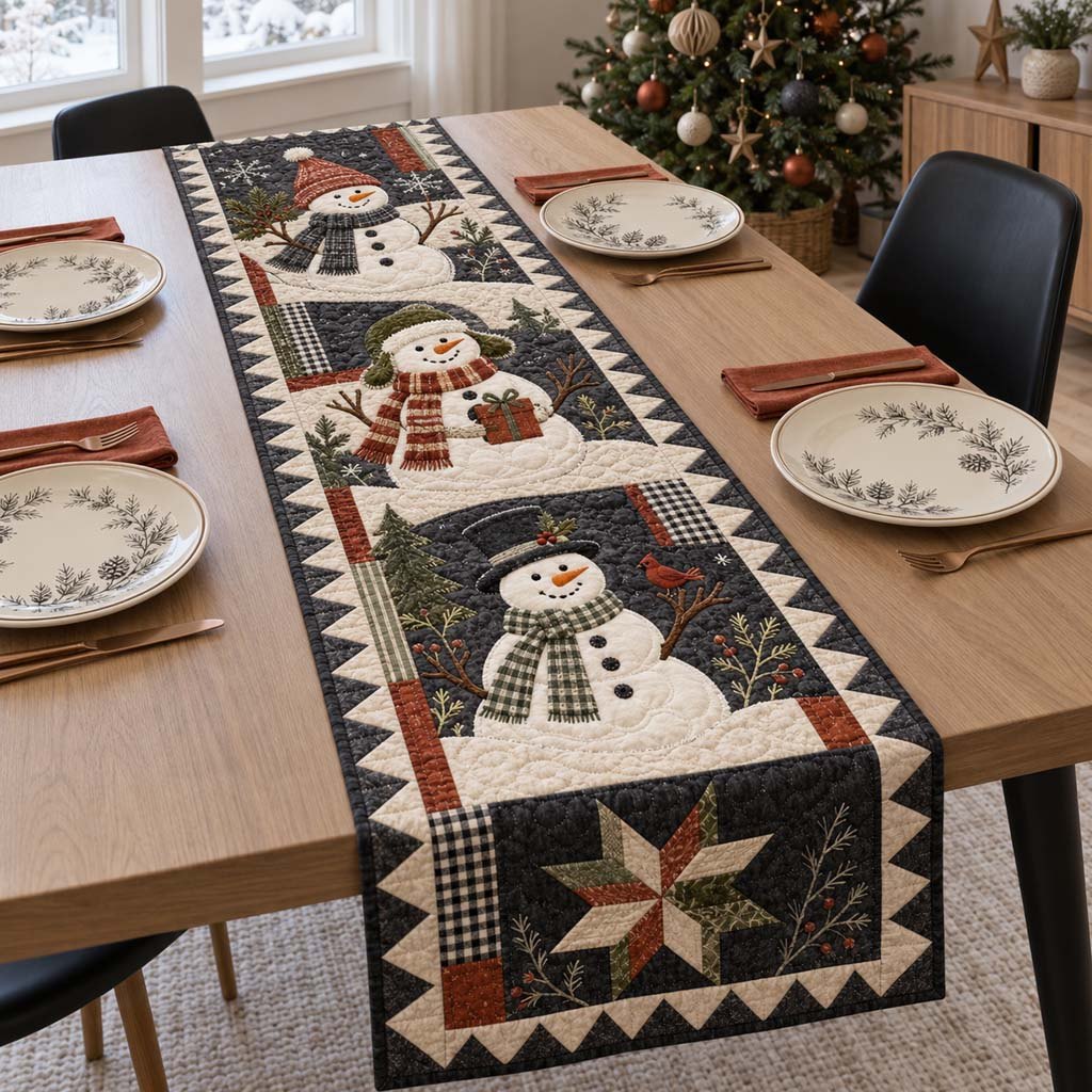 Alpine Snowman Table Runner