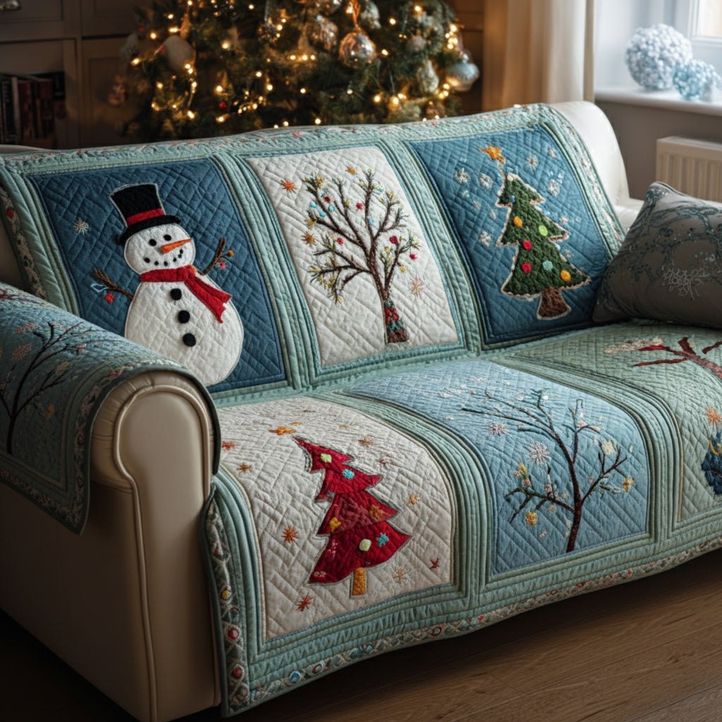 Alpine Snowman Trees Sofa Cover
