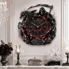 Personalized red crystal Grim Reaper horse wall clock — personalized with a custom name