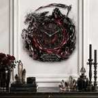 Personalized red crystal Grim Reaper horse wall clock — personalized with a custom name