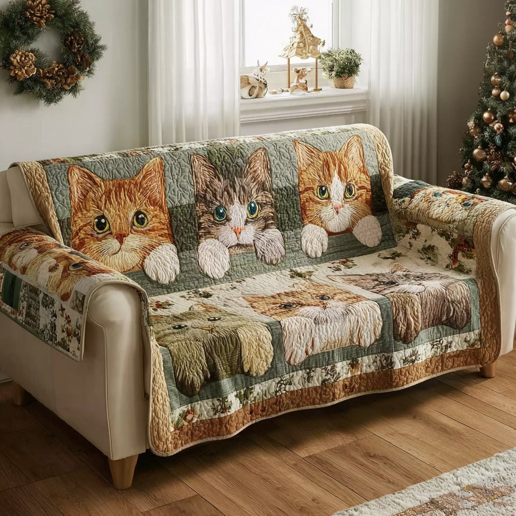 Amber Cat Peeking Sofa Cover