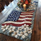 White Blossoms on Waving Flag Table Runner
