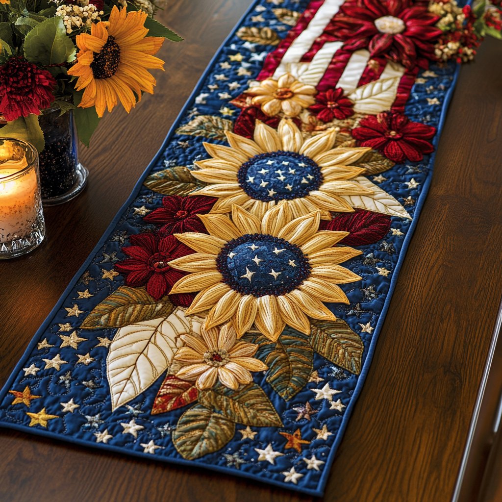 Americana Sunflower Table Runner