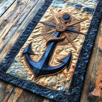 Navy Anchor with Compass Rose Table Runner