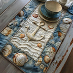 Seashells and Anchor in Pale Blue Table Runner