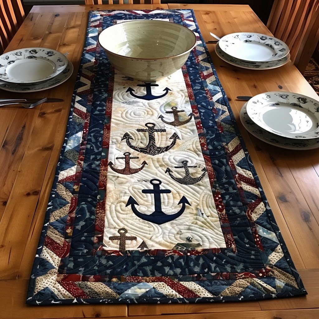 Anchors Patchwork Table Runner