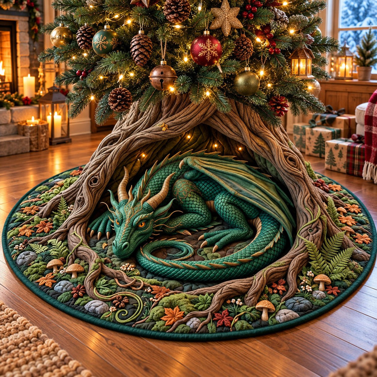 Ancien Tree Sleeping Dragon Christmas Tree Skirt