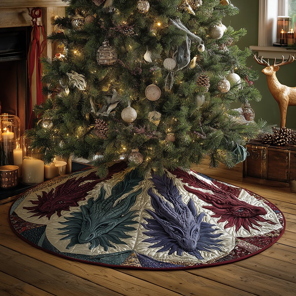 Ancient Ember Dragon Christmas Tree Skirt