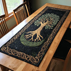 Ancient Wisdom Celtic Tree of Life in Green Table Runner