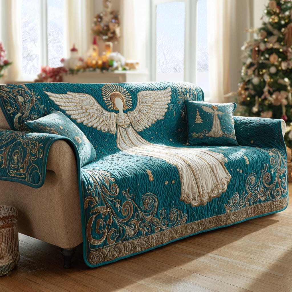 Angel Teal Radiance Sofa Cover