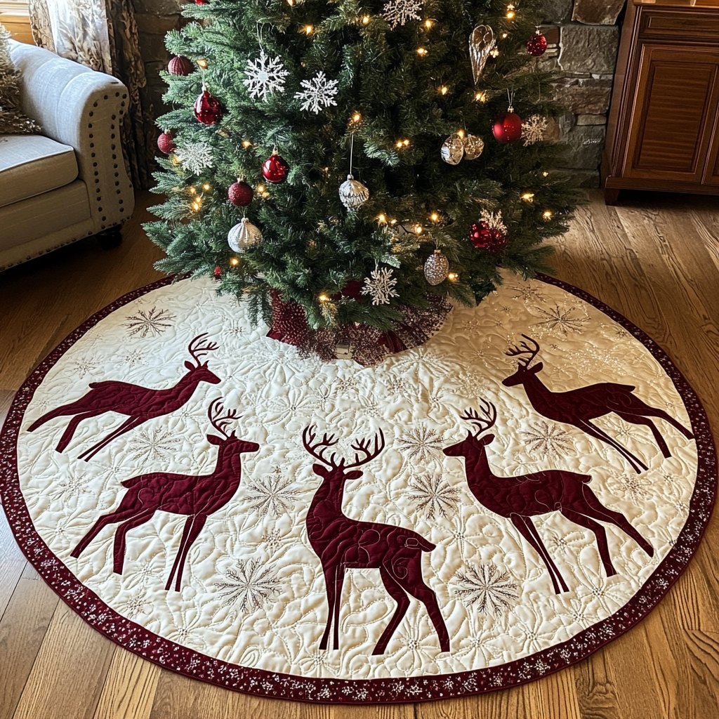 Antlered Elegance Christmas Tree Skirt