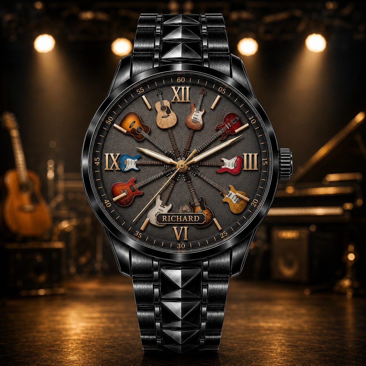 Custom Guitar Collector Watch — personalized with a custom name
