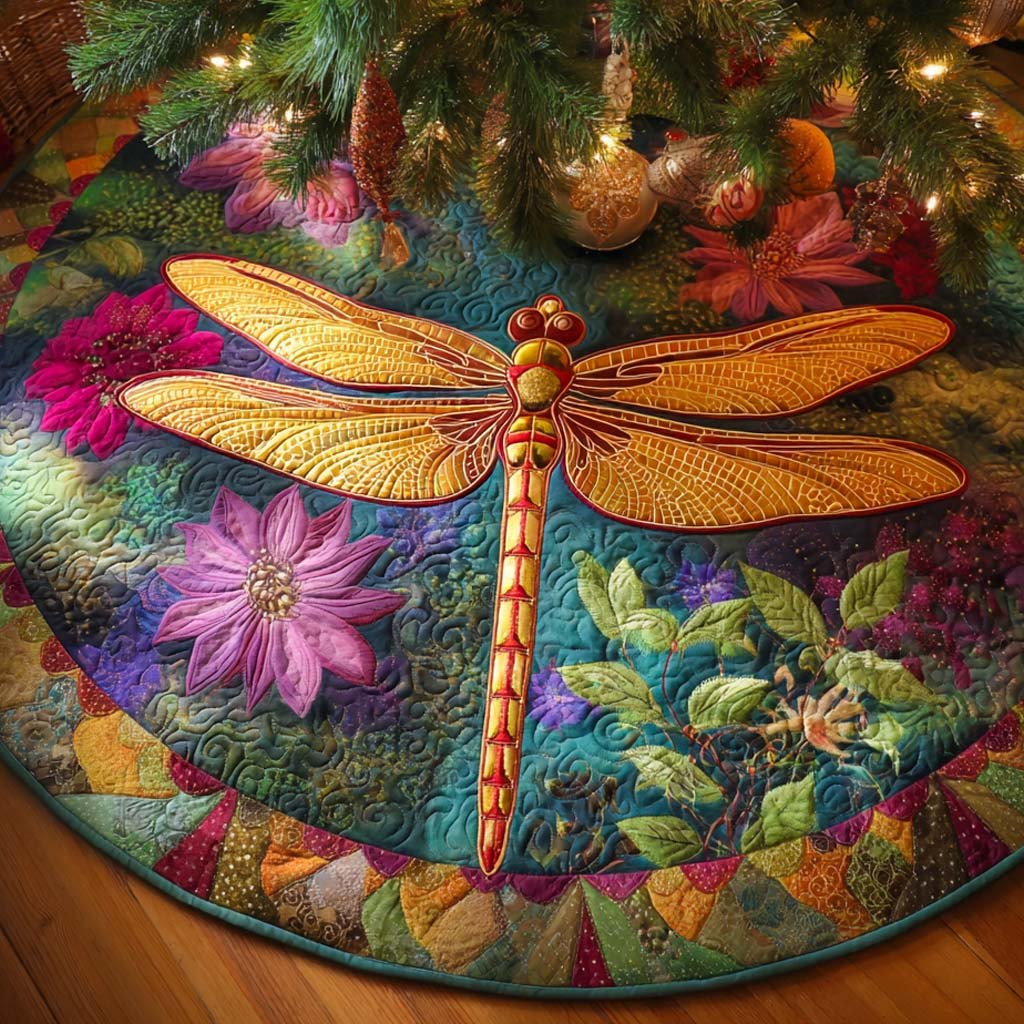 Aqua Bloom Flight Christmas Tree Skirt