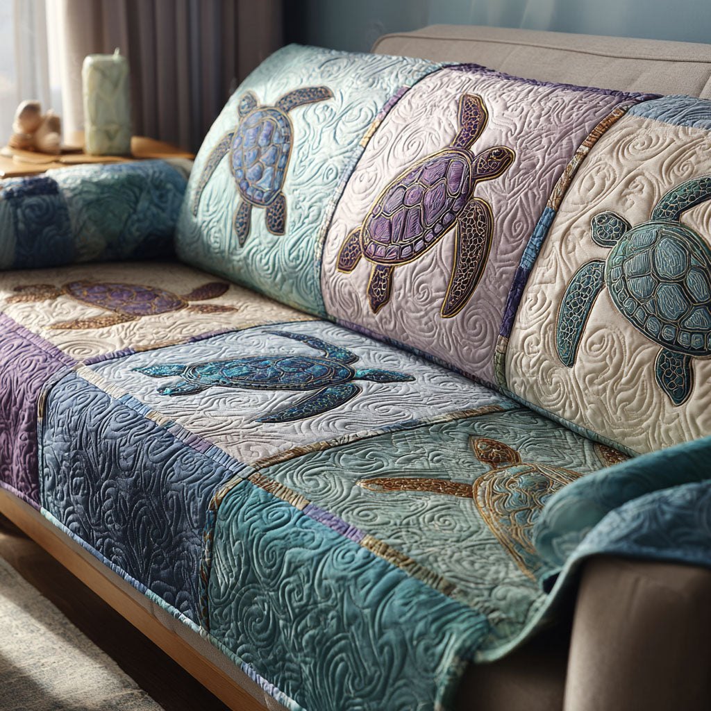 Aqua Drift Sofa Cover