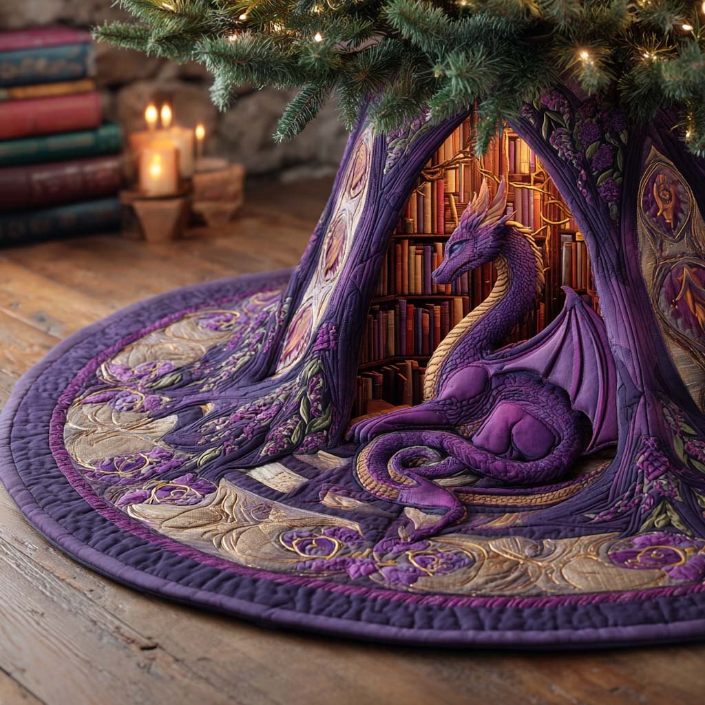 Arcane Library Guardian Christmas Tree Skirt