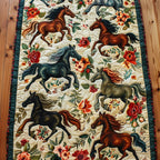 Running Horses and Roses on Cream Table Runner