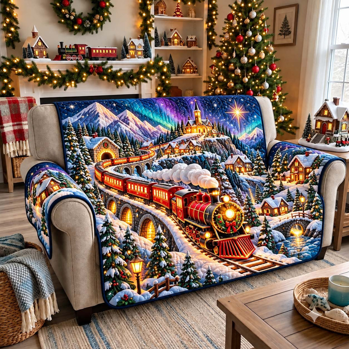 Aurora Holiday Express Sofa Cover