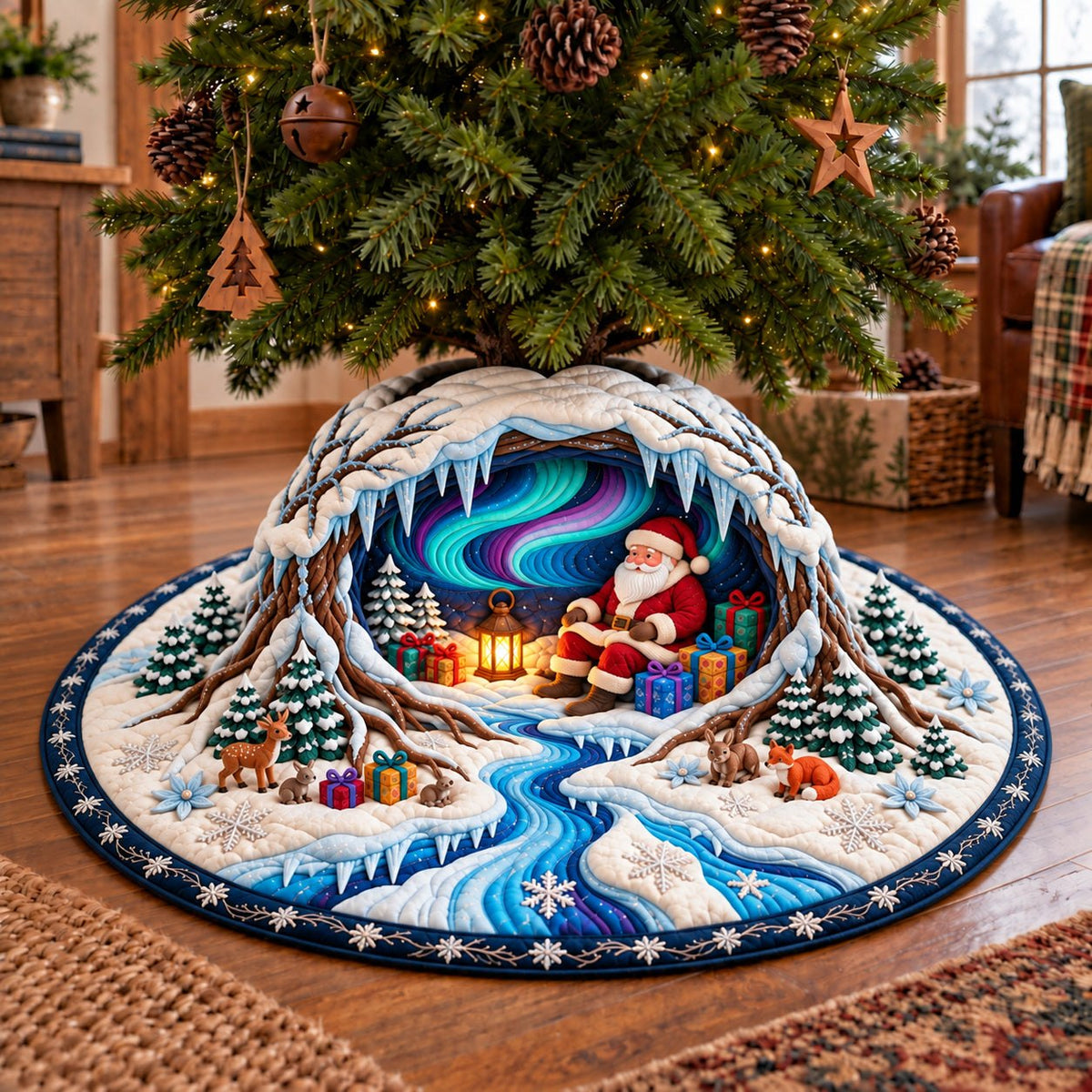 Aurora Ice Cave Christmas Tree Skirt