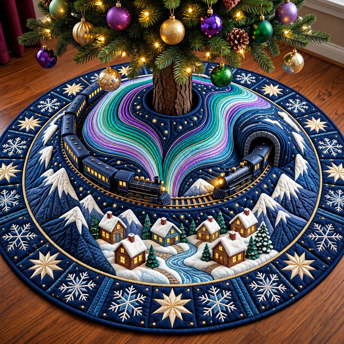 Aurora Train Christmas Tree Skirt