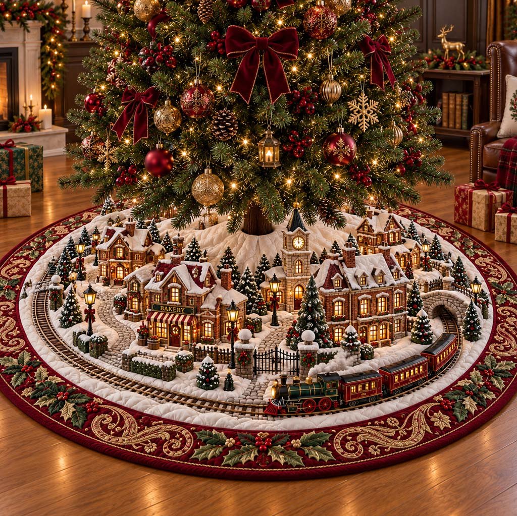 Aurora Village Christmas Tree Skirt