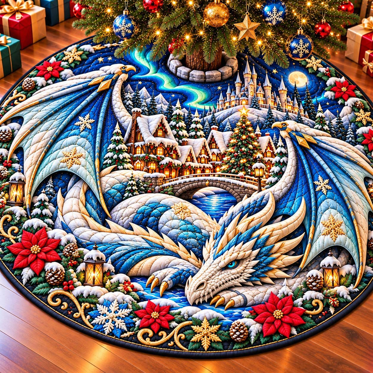 Aurora Winter Dragon Christmas Tree Skirt