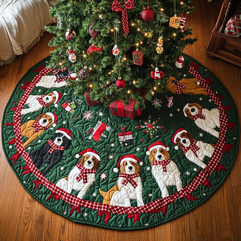 Australian Shepard Holiday Joy Christmas Tree Skirt