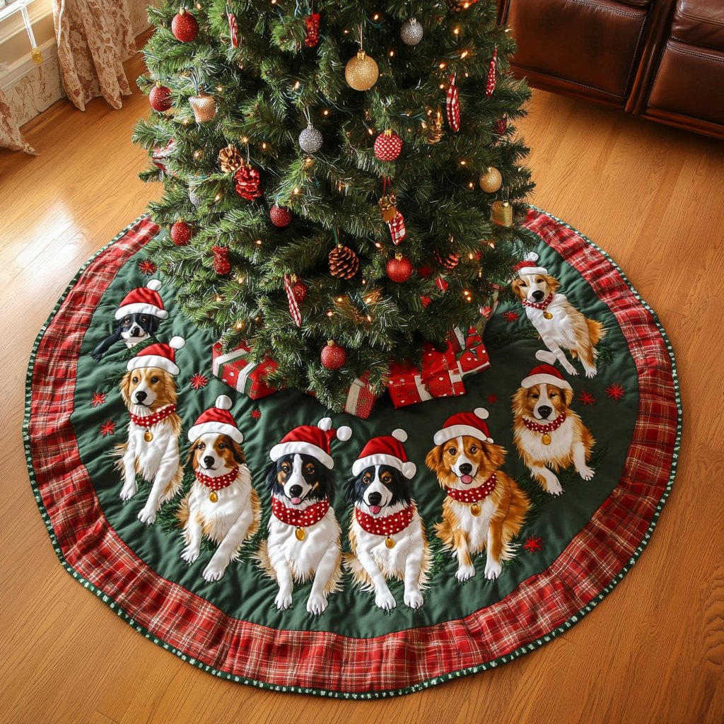 Australian Shepard Holiday Spirit Christmas Tree Skirt