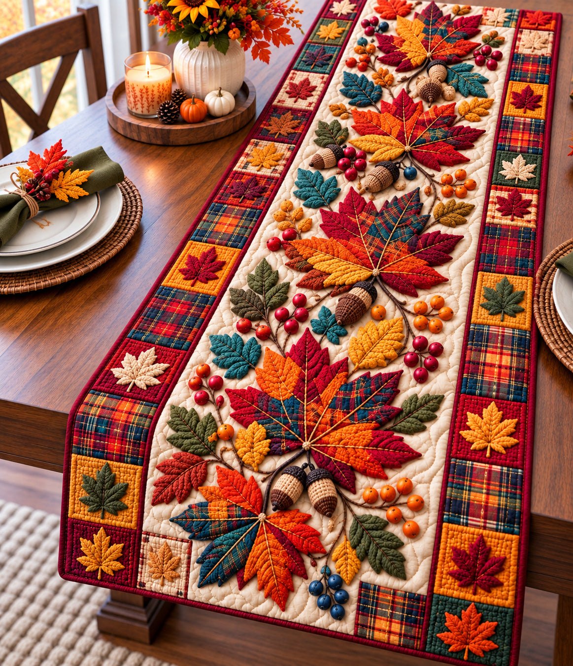 Autum Maple Leaf Table Runner