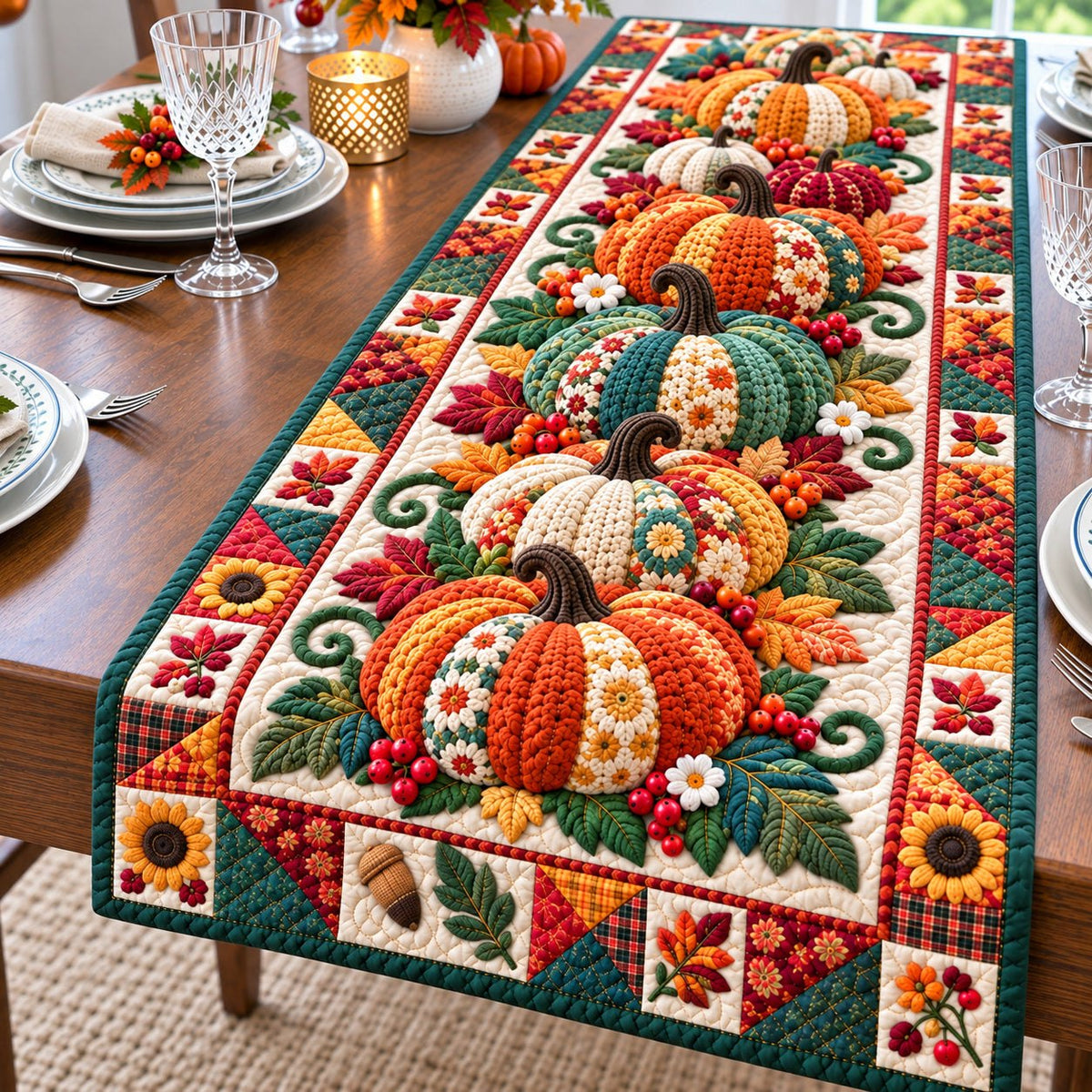Autum Vibe Pumpkin Table Runner
