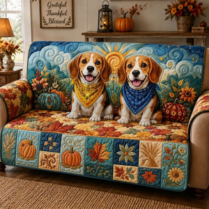 Autumn Beagle Meadow Sofa Cover - Made to Order
