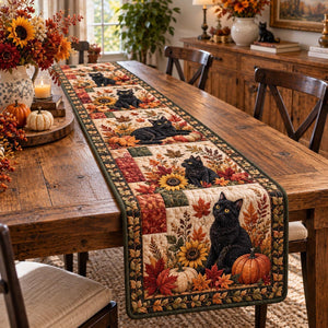 Autumn Black Cat Garden Table Runner - Made to Order