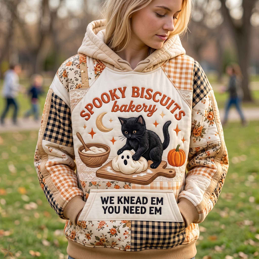 Spooky Biscuits Bakery Cat hoodie, all-over print